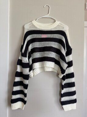 Cropped Striped Sweater XL